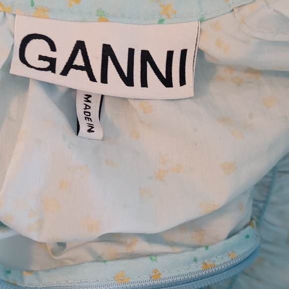 GANNI Shirred Floral-Print Organic Cotton-Blend Poplin Blouse. Sz. Large 8/10 - Picture 9 of 11